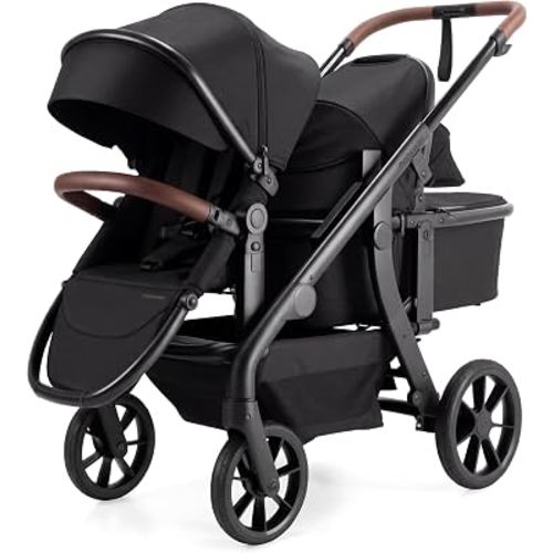 Momcozy ChangeGo Single to Double to Wagon Stroller, 23 Configurations | Carrycot and Seat Included with Large PU Wheels, All-wheel Suspension, and an Extendable UPF 50+ Canopy