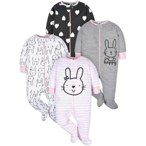 Gerber Baby Girls 4-Pack Sleep 'N Play Footie