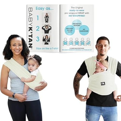 Organic Baby K'tan Baby Carrier 100% GOTS Certified Cotton: #1 Easy Pre-Wrapped 5 in 1 Baby Sling | Ready to Wear | Pillowy Soft Hands Free Infant Wrap | Newborn to Toddler up to 35lb (See Size Chart)