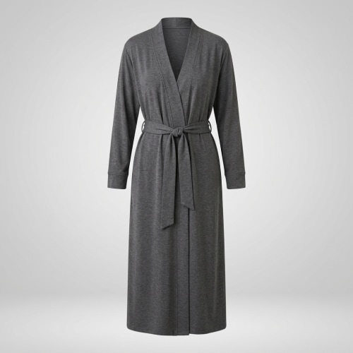 The Cotton Lounge Robe with Adjustable Waist Belt and Shawl Collar - Maternity Comfort Robe – By Kate Olivia
