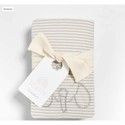 Baby's First Grey Stripe Organic Cotton Jersey Baby Crib Fitted Sheet