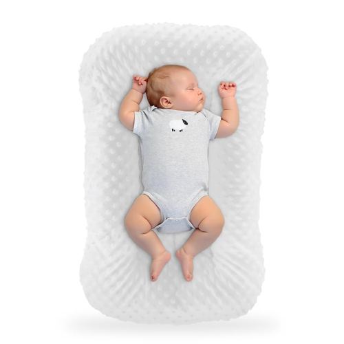 Baby Lounger Pillow,Baby Lounger Pillow for Newborn Cosleeping for Baby in Bed,Newborn Lounger Baby Nest for Boys & Girls 0-12 Months(White Bean)