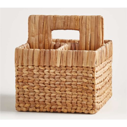Wonderful Wicker Natural Woven 3-Compartment Diaper Caddy with Handles