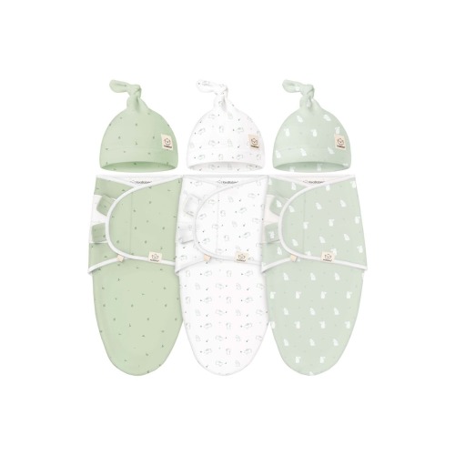 3-Pack Soothe Swaddle Wraps with Knot Hats, Medium