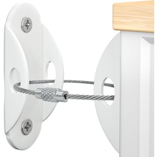 Furniture Anchors (10 Pack) for Baby Proofing, Furniture Straps Anti Tip Furniture Anchor Securing 400 lbs/Keep Baby Pet Safety from Falling Furniture, Metal White Earthquake Straps