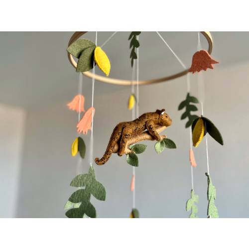 Jungle Nursery Mobile: Handmade Cheetah, Lemons & Flowers
