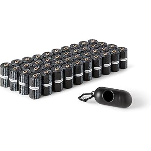 Amazon Basics Dog Poop Bags with Dispenser, 600 Count, Enhanced for Guaranteed Leakproof, Unscented, Includes Leash Clip