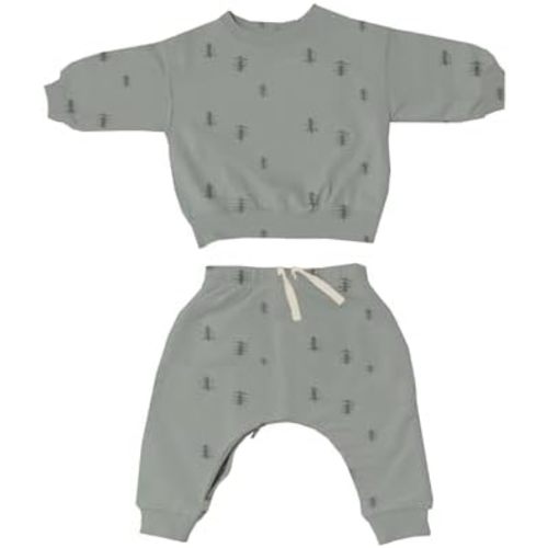 GUNAMUNA Unisex Baby Fleece Sweatsuit, Easy Diaper Changes, Toddler Baby Joggers, Adjustable Waist, Daytime Set