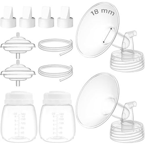 18mm Flange Kit Compatible with Spectra S1/S2/9 Plus/Motif Luna, Includes Flange 18mm, Bottles, Tubing, Valves, and Backflow Protectors