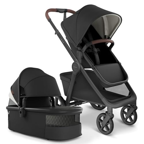 Mompush Ultimate 3 Full Size Baby Stroller with Bassinet from Newborn to 50 lbs - All-Terrain Large Wheels with Full Suspension, Reversible & Extendable Seat for Growing Kids, One-Second Compact Fold