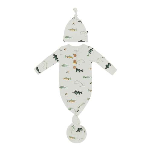 Knotted Day Gown with Hat Set Set in Fishing