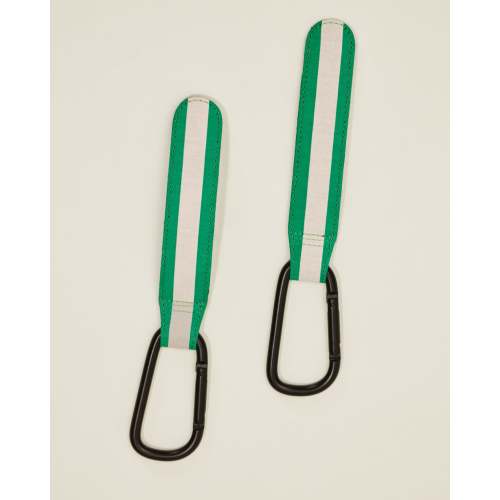 Universal Stroller Clips Bag Holders Best Stroller Hooks For Parents | Green Stripe - Storq by Kindred Bravely