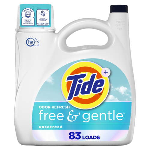 Tide Free and Gentle Odor Refresh Liquid Laundry Detergent, Hypoallergenic, 117 fl oz, 83 Loads
