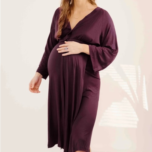 Amelia Labor & Postpartum Gown in Plum – Lila