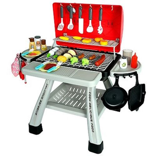 Easy Playhouse 41-pc. BBQ Grill Toy Playset with Light & Sound, Realistic Smoke, Cooking Accessories