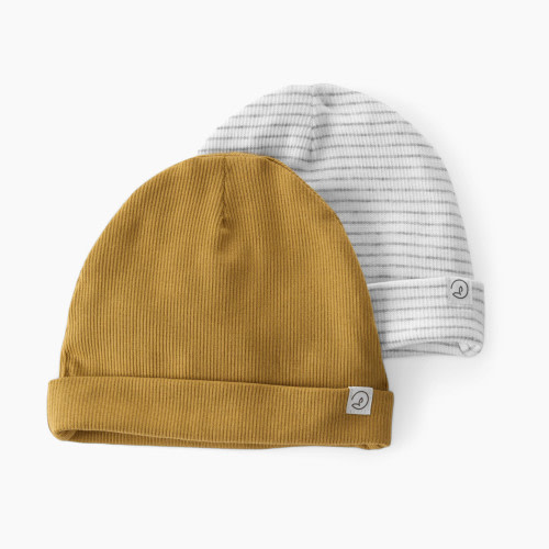 Carter's Little Planet Organic Rib Caps (2 Pack) - Ochre/Stripes, 0-3M