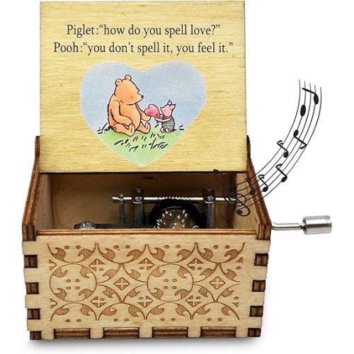 Bear Wood Music Box Gifts for Women, Wife Girlfriend for Christmas Birthday Anniversary, How Do You Spell Love.