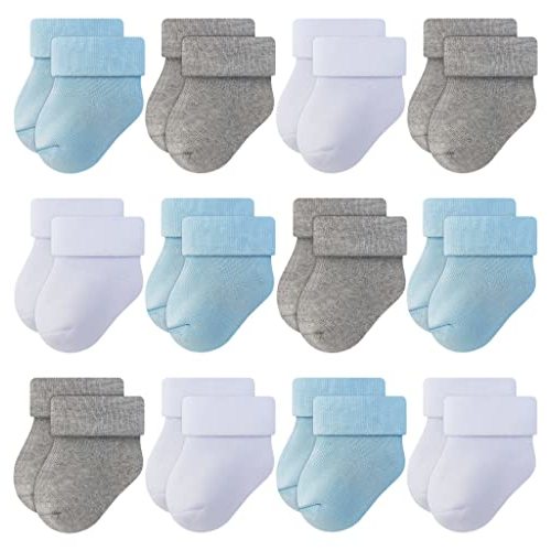 RATIVE Newborn Baby Socks 0-6,6-12 Months Terry Turn Cuff Socks for Boys Girls