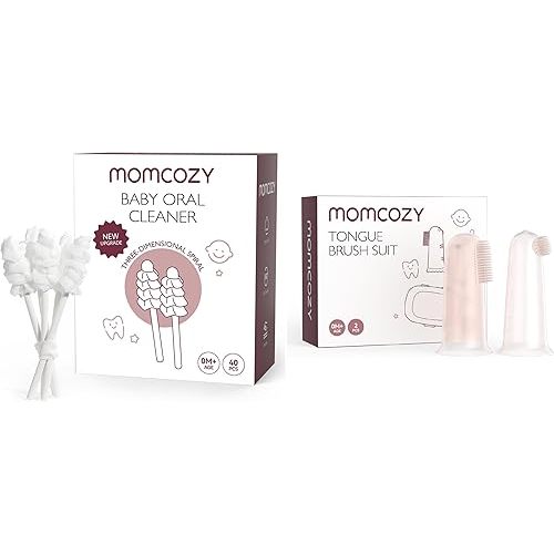 Momcozy Baby Tongue Cleaner Gauze Silicone Finger Toothbrush for Baby