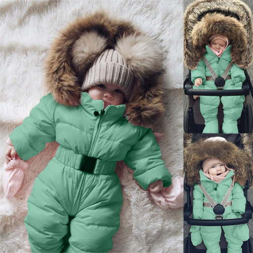 Toddler Girls Snowsuit Warm Romper Hooded Coat for Baby Snow Coat Long Sleeve Windproof Winter Baby Girl Clothes 12-18 Months