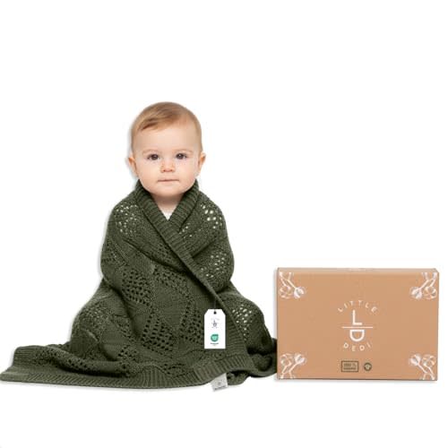 100% Tencel Baby Blanket 30x40 in, Pepper Green, Oeko-Tex Certified, Silky Soft Knit, Thermal-Regulating Swaddle and Receiving Blanket for Newborns