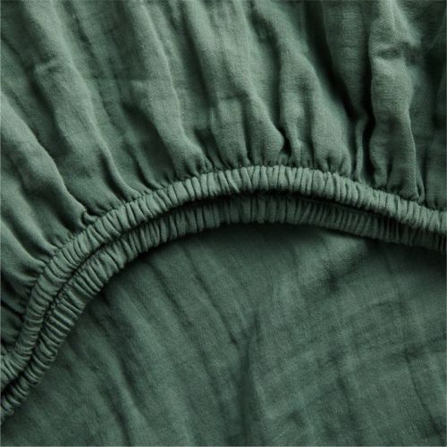 Supersoft Pine Green 100% Organic Cotton Gauze Baby Crib Fitted Sheet