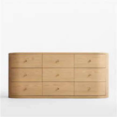 Anneli 72" Natural Oak Wood 9-Drawer Dresser