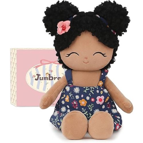 Soft Baby Doll Toys (16'') Baby Rag Doll for Girls Birthday Gift Christmas Plush Toys Gift for Toddler Kids (Black)