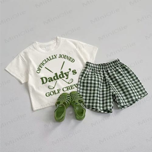 OFFICIALLY JOINED DADDY'S GOLF CREW Baby Tee and Plaid Shorts 2-Piece Set