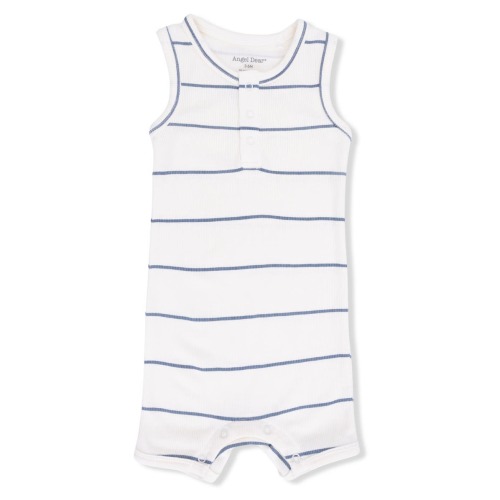Stripe Henley Romper, 3-6M