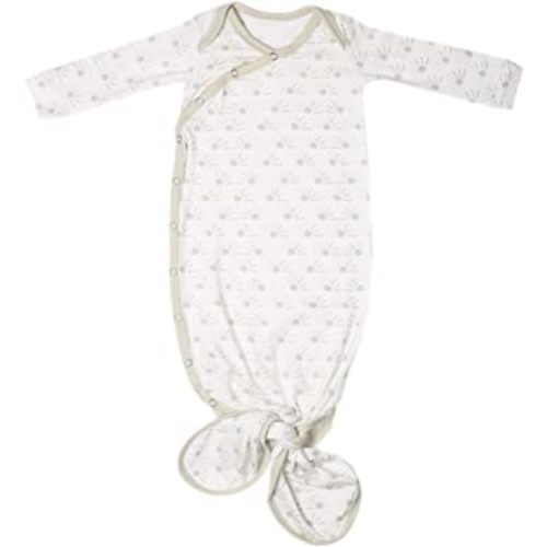 Copper Pearl Baby Gown - Knotted Newborn Sleepers for Baby Boy and Girl, Soft Stretchy Long Sleeve Infant Gowns with Bottom Tie and Hand Mittens, Perfect Hospital Coming Home Outfit (Shine)