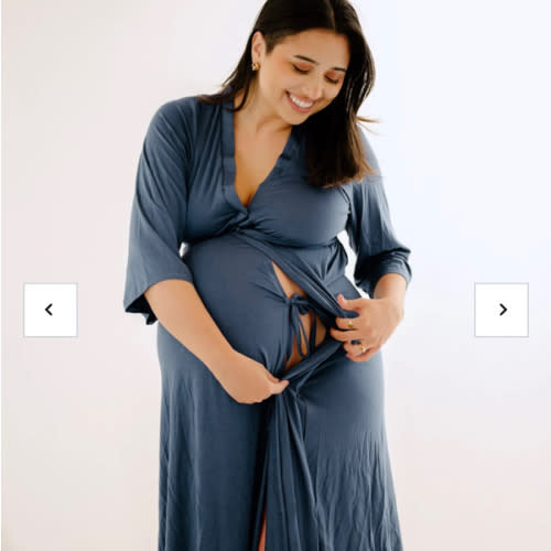 Lila Labor & Postpartum Gown in Midnight Blue