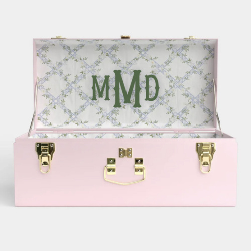 Petite Trunk - Pink - Timeless Trellis / Embroidery