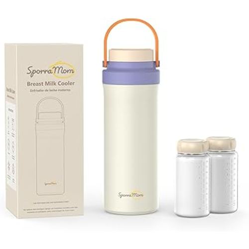 Breastmilk Cooler, Portable Breast Milk Cooler Bottle for Outdoor, 22oz Large Capacity Travel Breastmilk Chiller with 2 Pack Baby Bottles for Breastmilk Storage, Keep Cooling 24H (Purple)