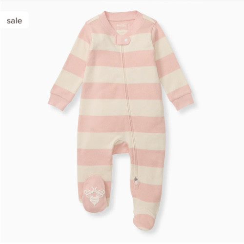 Rugby Stripe Organic Cotton Sleep & Play - Pink Sand – Burt's Bees Baby