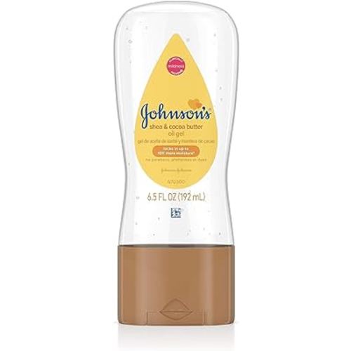 Johnson's Baby Oil Gel, Moisturizing Baby Massage Mineral Oil Enriched with Shea & Cocoa Butter, Dry Skin Relief for Babies, Kids & Adults, Nourishing & Gentle on Delicate Skin, 6.5 fl. oz