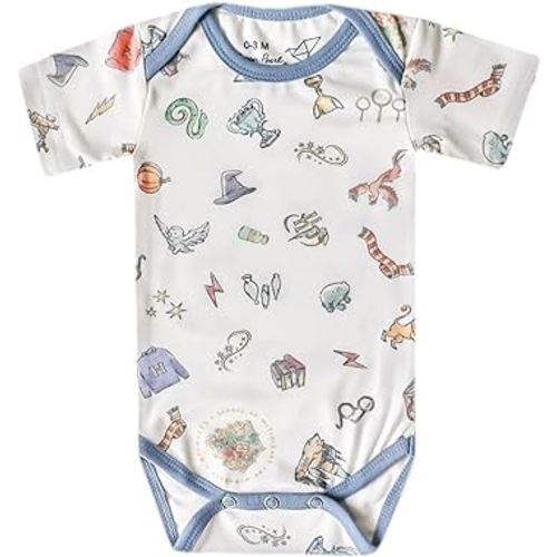 Copper Pearl Short Sleeve Bodysuit Baby: Ultra Soft Bodysuits for Newborns and Infants - Stylish, Comfortable, Overlap Shoulders, Premium Knit Fabric - Wizarding World™, 12-18 Months