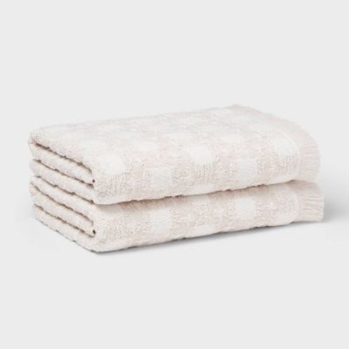 1pc Boho Ikat Patterned Hand Towel Cream - Threshold™
