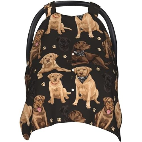 Labrador Dog Paw Print Baby Car Seat Covers, Breathable Nursing Cover Breastfeeding Cover, Stroller Covers, Multi-use Infant Carseat Canopy, Baby Boys Girls Newborn Essentials