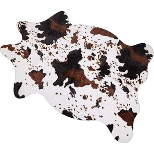 MACEVIA Cow Print Rug Faux Cowhide Rugs Cute Animal Area Carpet Western Decor for Living Room Bedroom with Anti-Slip Rubber Large Size 59" L x 47.2" W(4.9ft x 3.9ft)