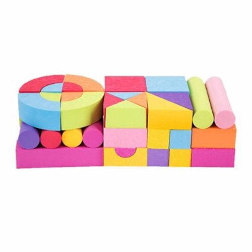 Set of 50 Jumbo Foam Blocks for Toddlers - Stacking Soft Blocks for Kids with Shapes & Colors Learning - Construction Building Preschool Toys - Foam Blocks for Daycare Toddlers 3-5 & Above