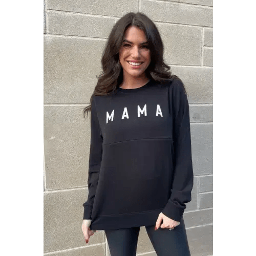 “MAMA" Block Letter Nursing Top - Black