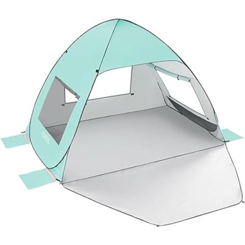 TOBTOS UPF 50+ Pop Up Beach Tent, Easy Set Up Beach Umbrella, Sun Shelter for 2-3 People UV Protection Portable Sunshade, Baby Canopy Cabana, Lightweight with Carry Bag