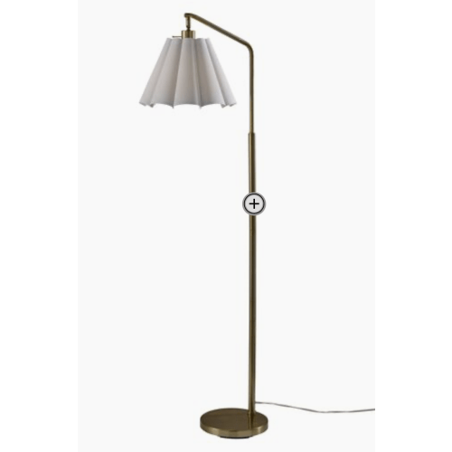 Istria Scalloped Shade Floor Lamp, Antique Brass/White