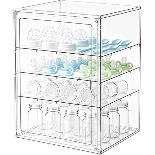 Baby Bottle Storage Organizer for Countertop with 3 Adjustable Dividers