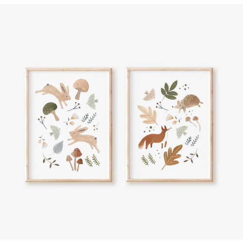 Nemo and Her Woodland Art Print Set - Unframed Prints | Wayfair