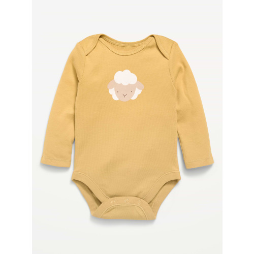 Printed Unisex Long-Sleeve Ribbed Bodysuit for Baby