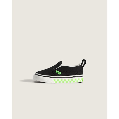 Toddler Classic Slip-On V Shoe in Glow-in-the-Dark Black / Green Gecko | Vans