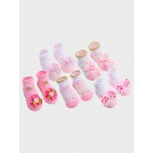 5pairs Multi-Colored Striped Letter Bowknot Decor Cute And Comfortable Baby Socks | SHEIN USA