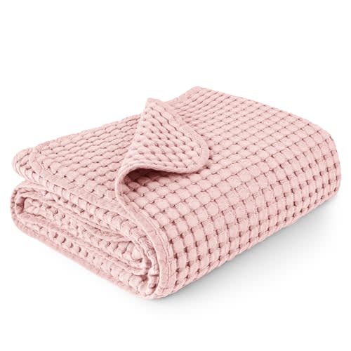 Konssy Waffle Baby Blanket - Soft & Cozy Nursery Swaddle Blanket, Lightweight Toddler Throw for Boys & Girls, Ideal for Wrapping(Pink)